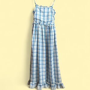 Max Studio Smocked Gingham Printed Pocketed Maxi Dress. XS.